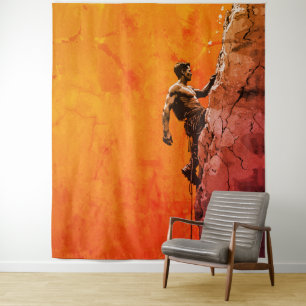 Bold Rock Climber Wall Art Tapestry