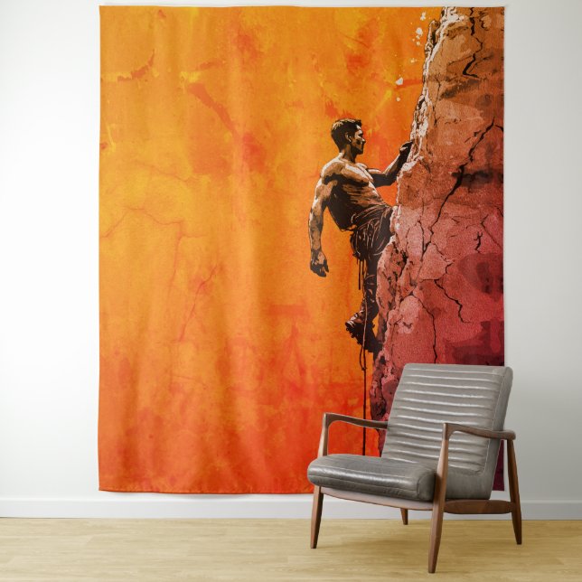 Bold Rock Climber Wall Art Tapestry (In Situ)