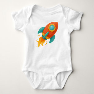 Bold Rocket Launch – Fun Watercolor T-Shirt Design Baby Bodysuit