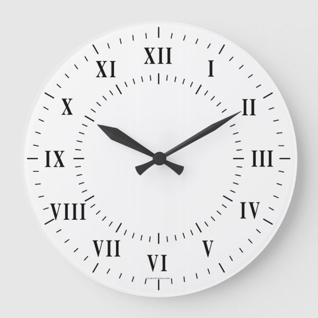 Bold Roman Numberals With Guide Lines Large Clock (Front)