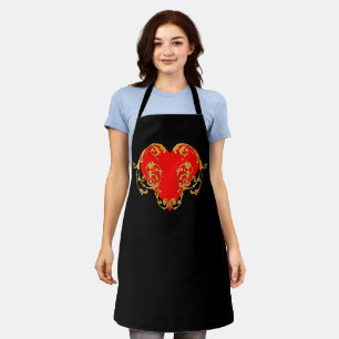 Bold Romantic Valentine Red Goth Heart Apron