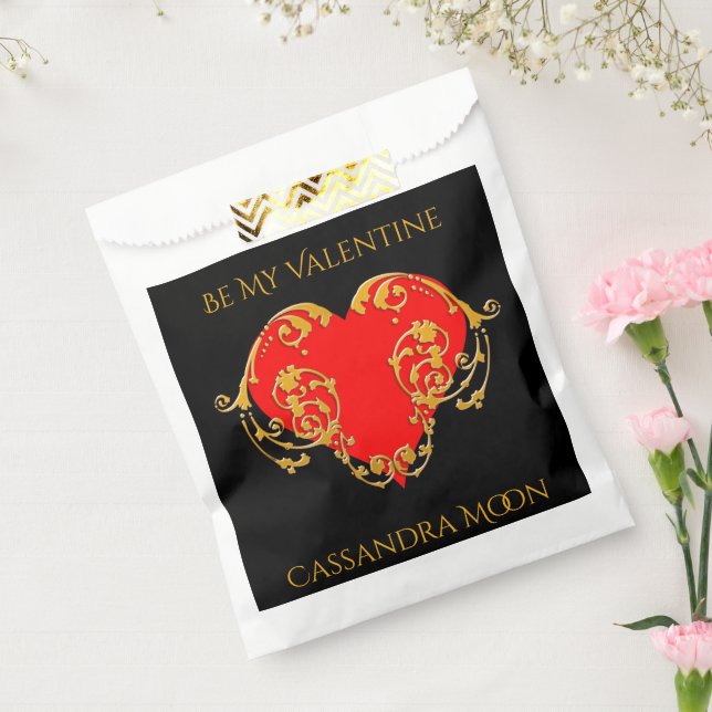 Bold Romantic Valentine Red Goth Heart  Favour Bag (Sealed)