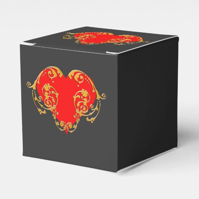 Bold Romantic Valentine Red Goth Heart  Favour Box (Front Side)