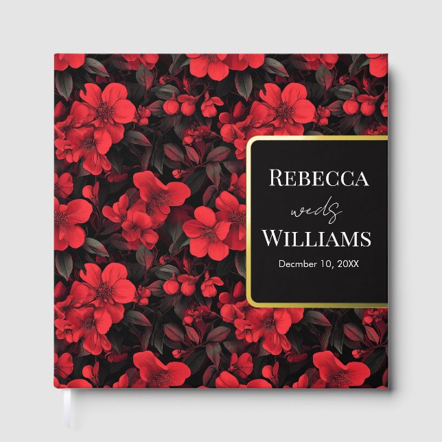 Bold Rose Boho Wedding Guest Book (Front)