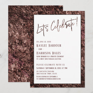 Bold Rose Gold Casual Let's Celebrate Reception Invitation