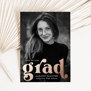 Bold Rose Gold Typography Graduation Announcement
