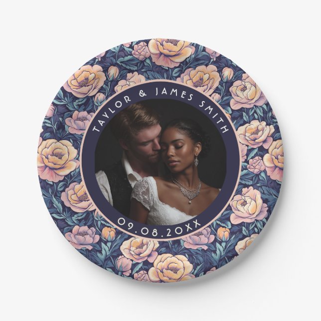 Bold Rose Wedding Plates For Bridesmaid Gift (Front)