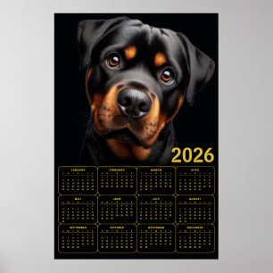 Bold Rottweiler 2026 Calendar Poster
