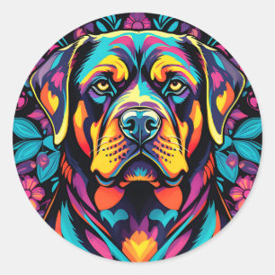 Bold Rottweiler Dog Vibrant Classic Round Sticker