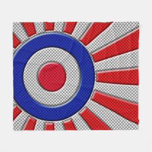 Bold Roundel Sunburst Design in Carbon Fibre Style Fleece Blanket
