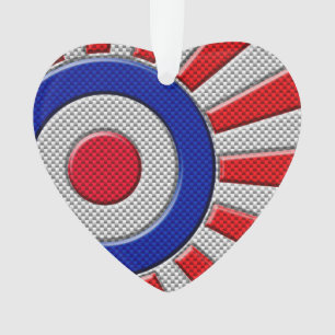 Bold Roundel Sunburst Design in Carbon Fibre Style Ornament