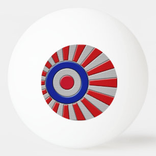 Bold Roundel Sunburst Design in Carbon Fibre Style Ping Pong Ball