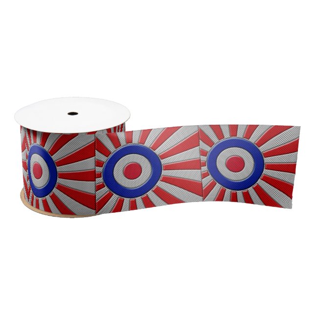 Bold Roundel Sunburst Design in Carbon Fibre Style Satin Ribbon (Spool)