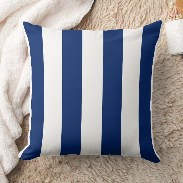Bold Royal Blue and White Stripes Cushion (Blanket)