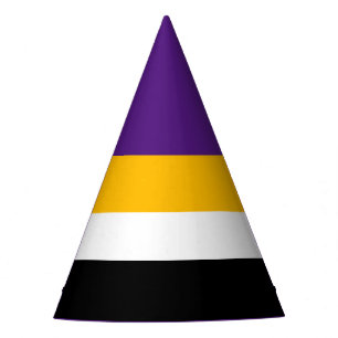 Bold Royal Purple Black White Bold Yellow Stripes Party Hat