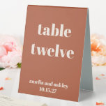 Bold Rust Fall Retro Custom Wedding Number<br><div class="desc">Bold Minimalist Rust Fall Retro Simple Custom Wedding Table Number Tent Sign</div>