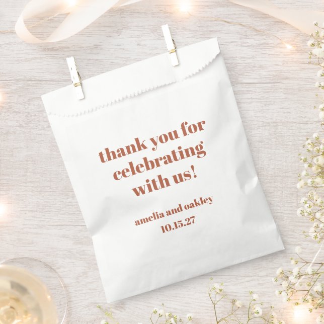 Bold Rust Fall Retro Custom Wedding Thank You  Favour Bag (Clipped)