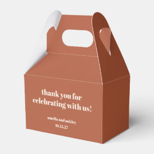 Bold Rust Fall Retro Custom Wedding Thank You  Favour Box