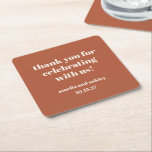 Bold Rust Fall Retro Custom Wedding Thank You  Square Paper Coaster<br><div class="desc">Bold Minimalist Rust Fall Retro Simple Custom Wedding Thank You Square Paper Coaster</div>