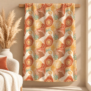 Bold Rust Mustard Rainbow Leaves Throw Blanket Art