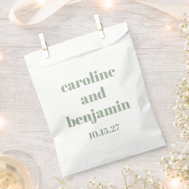 Bold Sage Green Chic Modern Wedding Custom Favour Bag (Clipped)