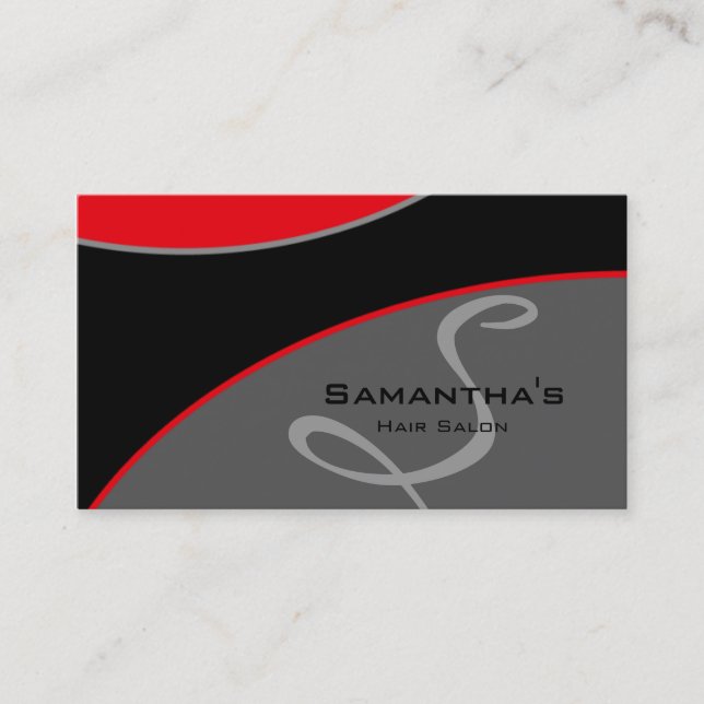 Bold Salon Spa Business Card red grey 2 (Front)