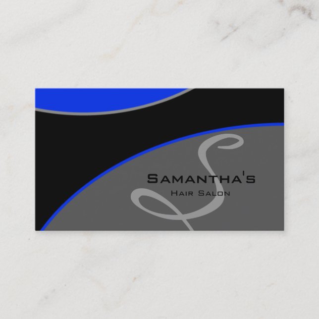 Bold Salon Spa Business Card royal blue grey 2H (Front)
