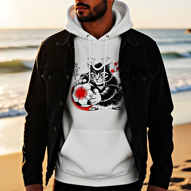Bold Samurai Cat Soccer - Stylish Kawaii Fan Gear! Hoodie (Creator Uploaded)