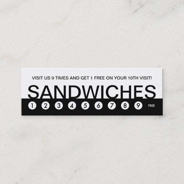 bold SANDWICHES customer loyalty Card (Front)