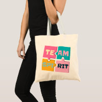 Bold Sans Serif Simple Tote Bag | team spirit