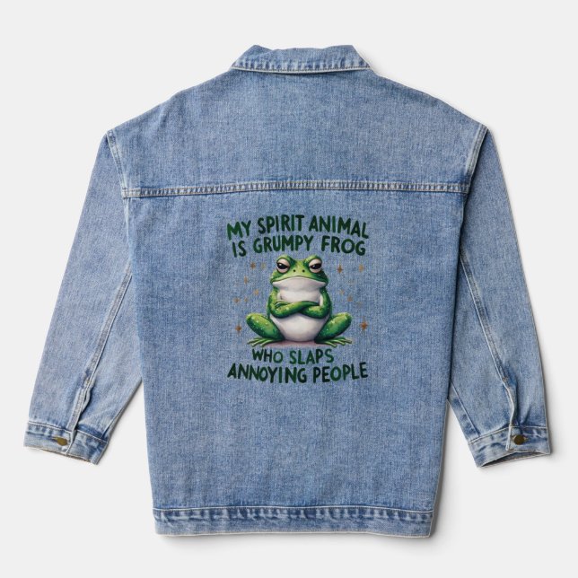 Bold & Sassy Frog Quote Graphic Denim Jacket (Back)
