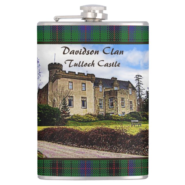 Bold Scottish Davidson Clan's Tulloch Castle Hip Flask (Front)