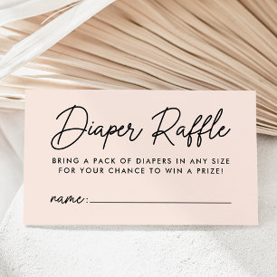 Bold Script Blush Baby Shower Diaper Raffle Enclosure Card