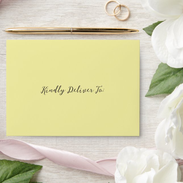 Bold Script Butter Yellow Elegant Wedding Envelope (Wedding)