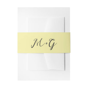 Bold Script Butter Yellow Elegant Wedding Invitation Belly Band