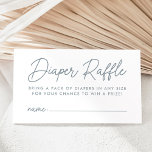 Bold Script Dusty Blue Baby Shower Diaper Raffle Enclosure Card<br><div class="desc">Cute, minimalist baby shower diaper raffle cards featuring a modern dusty blue script with a white background. Personalise the simple dusty blue diaper raffle cards with your custom text below. The card provides space for each guest to write their name. The design coordinates with our Oh Baby Script baby shower...</div>