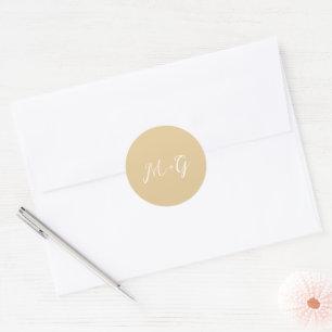 Bold Script Earthy Neutral Elegant Wedding Classic Round Sticker