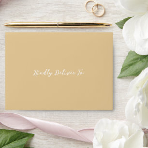 Bold Script Earthy Neutral Elegant Wedding Envelope