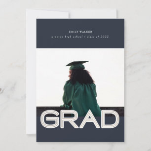 bold script graduation announcement photo card
