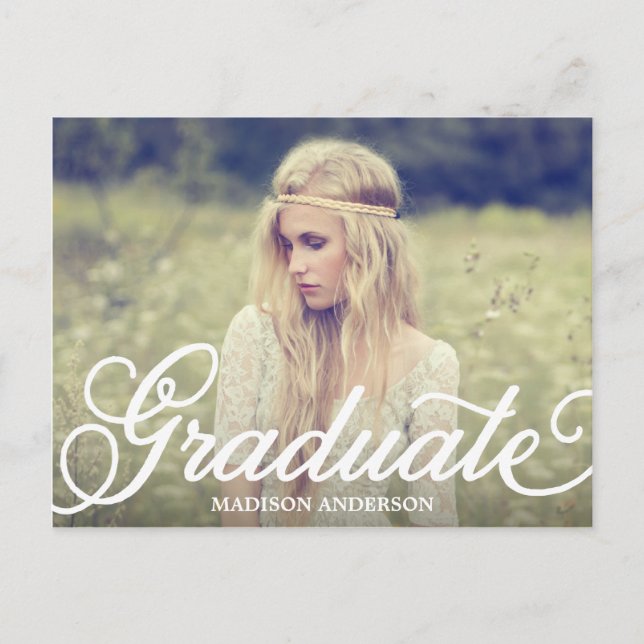 Bold Script | Graduation Postcard Invitation (Front)