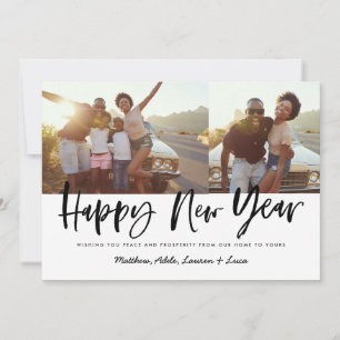 bold script happy new year multi photo new year holiday card