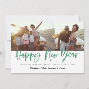 bold script happy new year multi photo new year holiday card