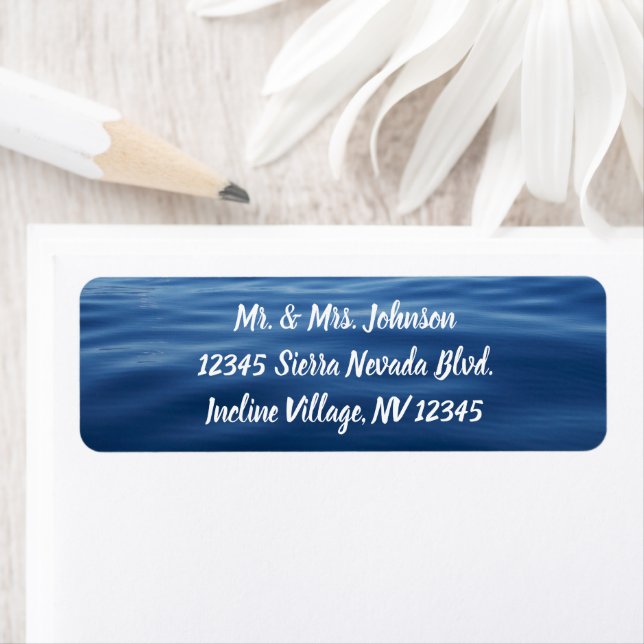 Bold Script Lake Tahoe Photo Return Address Label (Insitu)