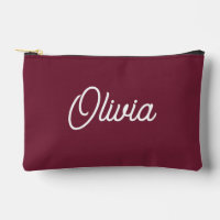 Bold script monogram, burgundy red 