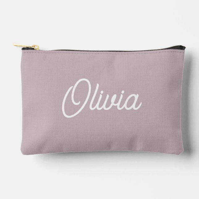 Bold script monogram, light purple  accessory pouch (Front)