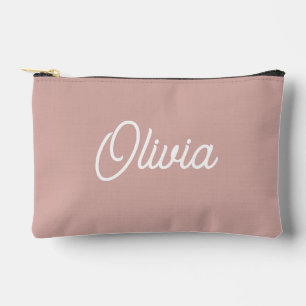 Bold script monogram, modern blush pink  accessory pouch