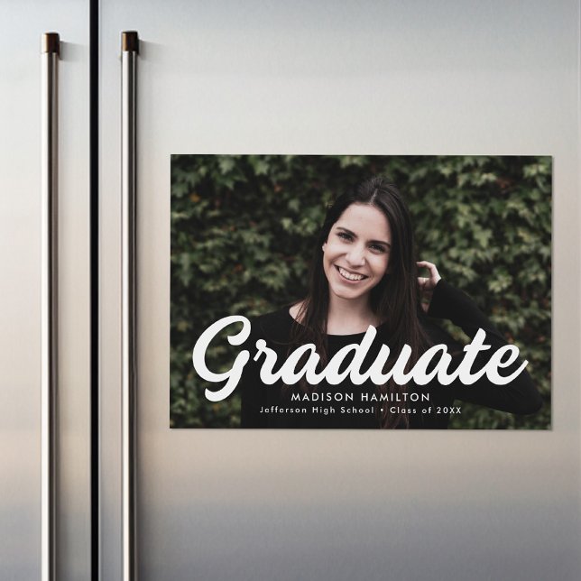 Bold Script Photo Graduation Announcement (Creator Uploaded)