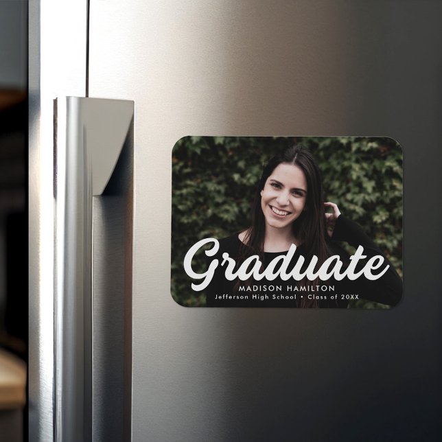 Bold Script Photo Graduation Announcement Magnet (Creator Uploaded)