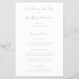 Bold Script Pink Elegant Budget Wedding Menu