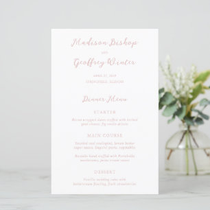 Bold Script Pink Elegant Wedding Menu